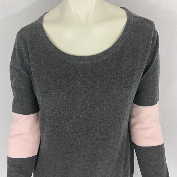 Athleta Women's Sweater Grey & Pink Scoop Neck Size M Long Sleeve Medium Weight - Picture 2 of 9